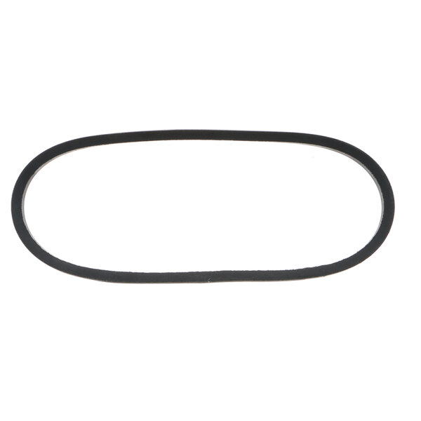 A black rubber belt on a white background.