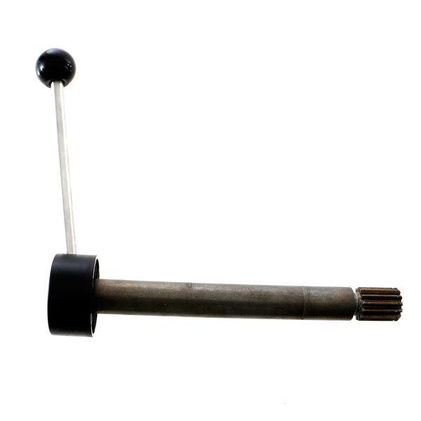 A metal rod with a black ball on the end.