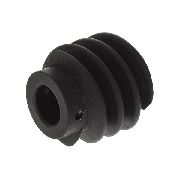 A close-up of a black rubber Univex worm gear.