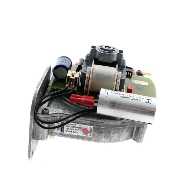 A small metal Rational blower motor with wires.