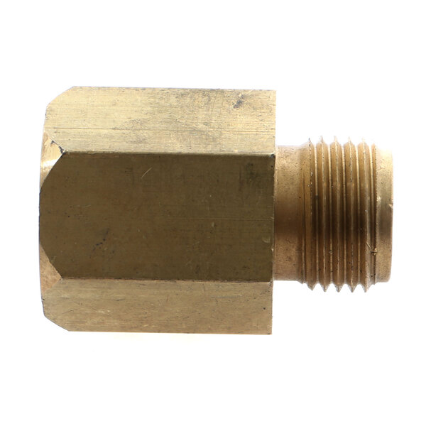 A close-up of a Southbend brass threaded pipe fitting.