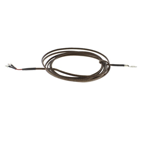 A close-up of a brown Market Forge thermocouple wire with a red wire.
