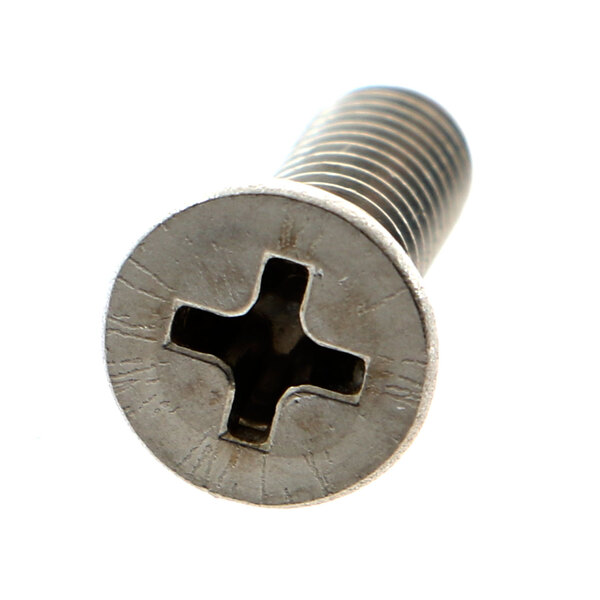 A close-up of a Salvajor 10-32 screw with a cross in the middle.