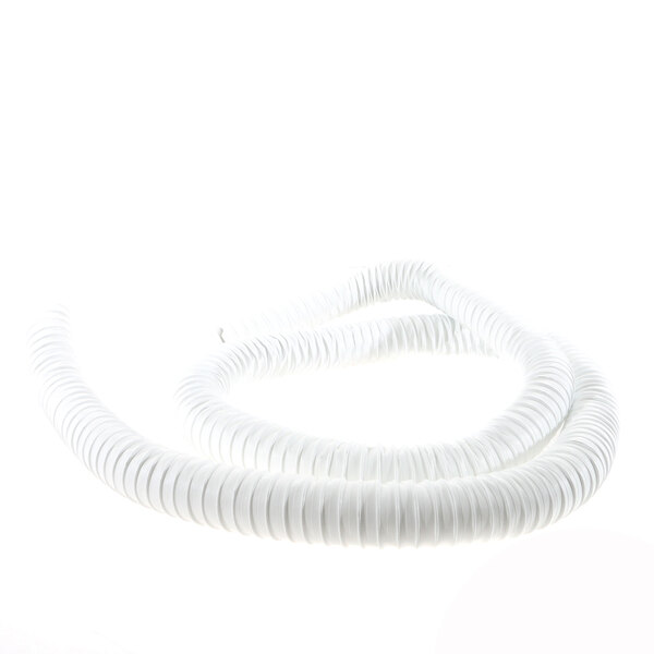 A white corrugated Groen drain hose on a white background.