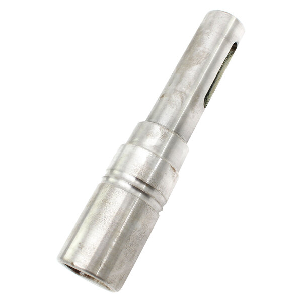 A silver metal Varimixer 15-50 shaft attachment with a hole in it.