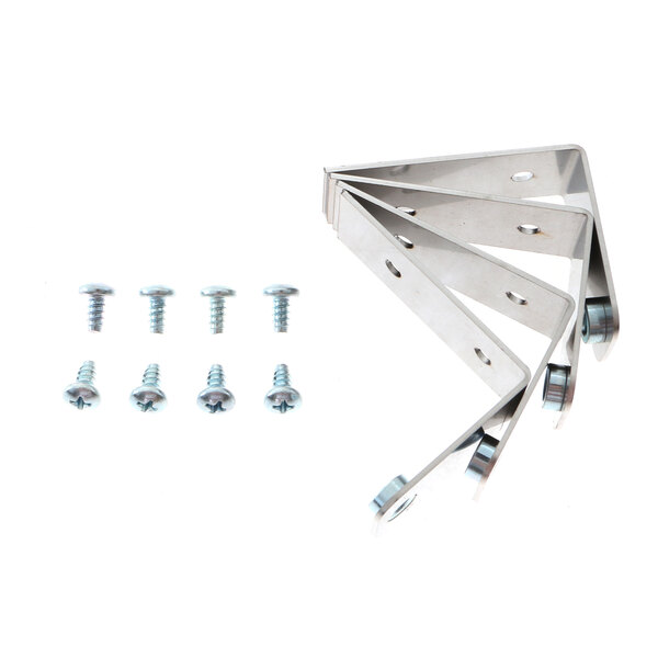 A set of four stainless steel Blodgett brackets with screws.