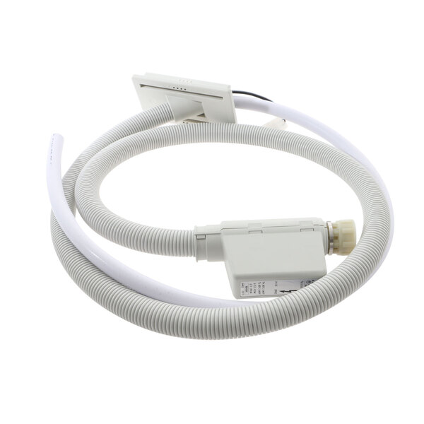 A white hose with a white cover and a white connector in a white box.