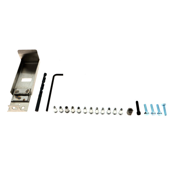 A metal True Refrigeration lock hasp kit with screws and nuts.