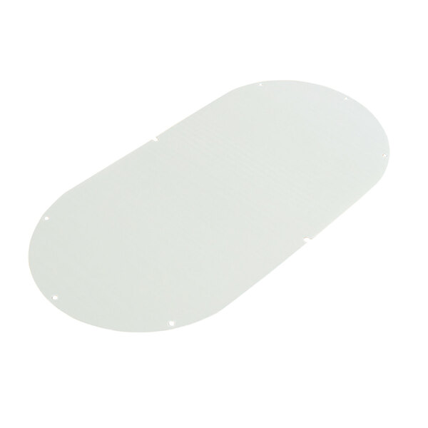 A white oval plastic plate with holes.