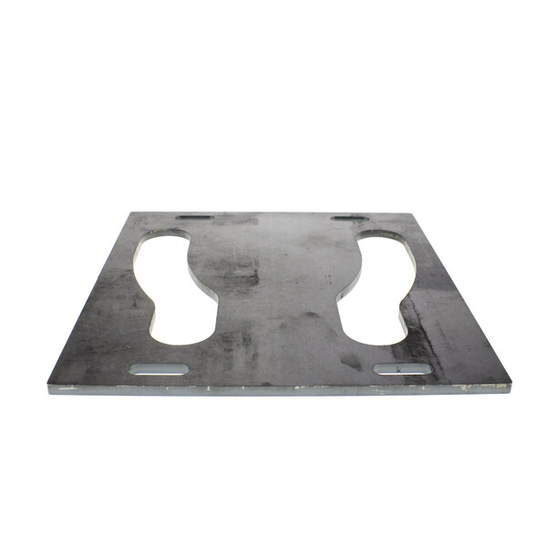 A Varimixer rear guide plate with two holes in it.
