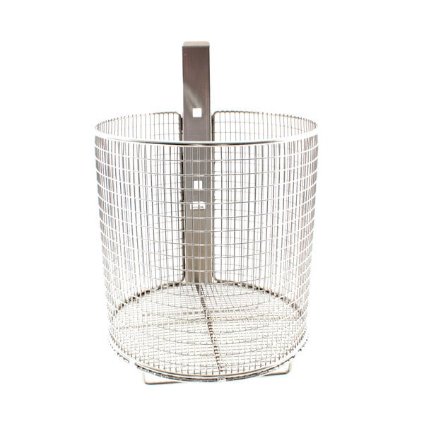 A BKI stainless steel fry basket with a handle.