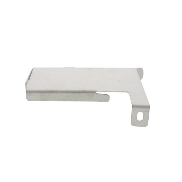 A metal bracket with a white background.