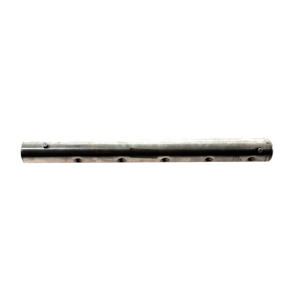 A metal rod with holes at one end.