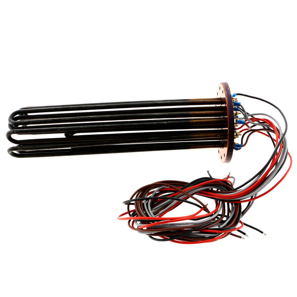 A black Meiko booster heating element with wires.