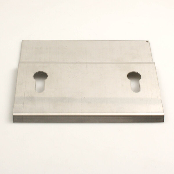 A stainless steel Pitco heat shield burner plate with two holes.