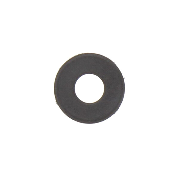 A black rubber ring with a white circle and a hole in it.