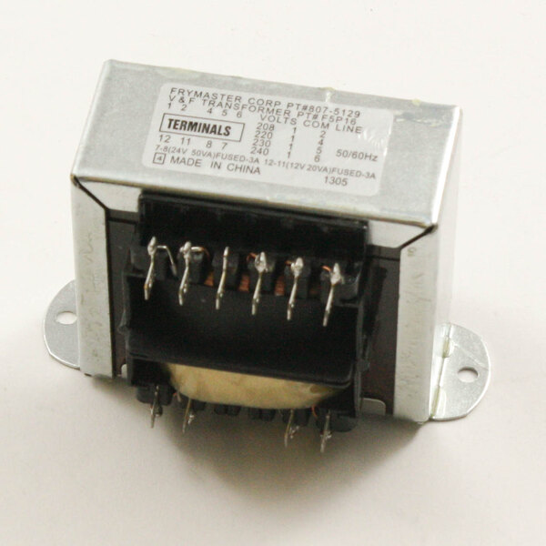 A Frymaster V/F Dual Voltage transformer with black and silver wires.