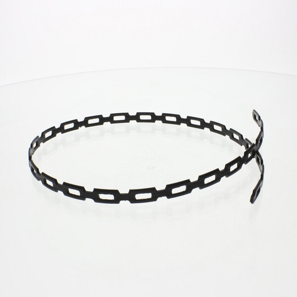 Black metal chain with holes.