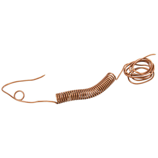 A coiled copper cap tube on a white background.