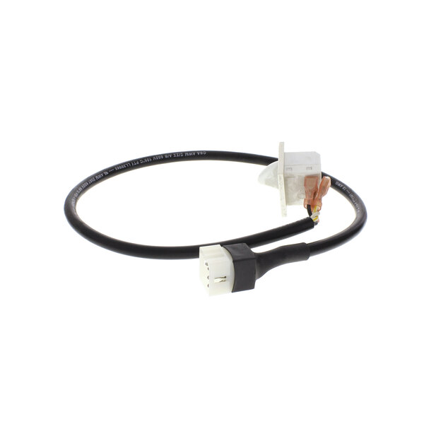 A True Refrigeration wiring harness with a black and white cable and a white square connector.