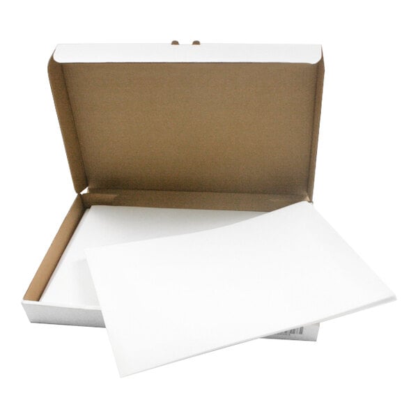 A white box with a Frymaster filter paper inside.