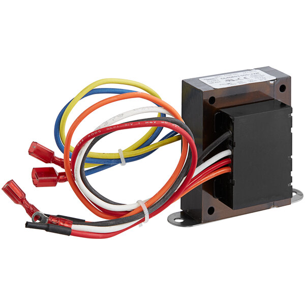 A black Accutemp transformer assembly with colorful wires.