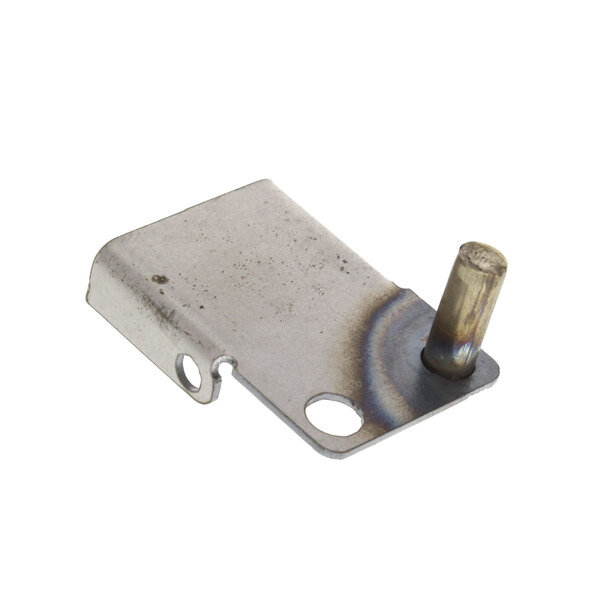 A metal hinge plate with a metal rod.