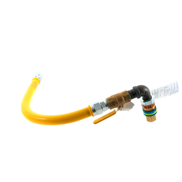 A yellow flexible gas hose with a yellow pipe attached.