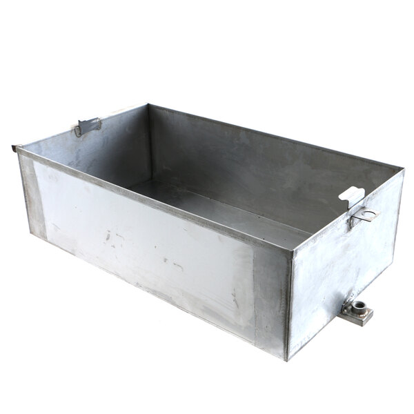 A metal Pitco fryer pan with a handle on top and a hole in the middle.