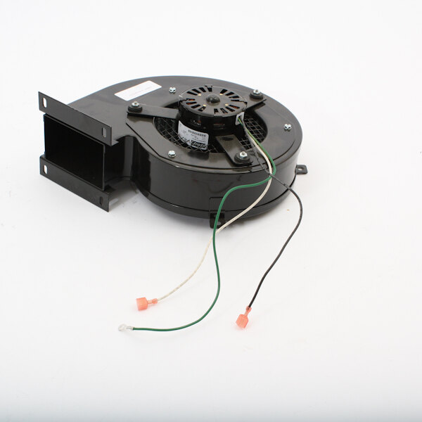 A Middleby Marshall M6381 black blower motor with wires attached, including a green wire.