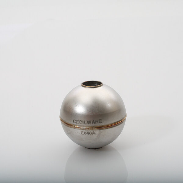 A Grindmaster-Cecilware E040A float, a round silver ball with a gold band.