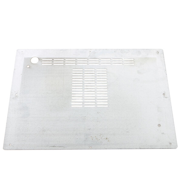A white rectangular metal panel with holes.