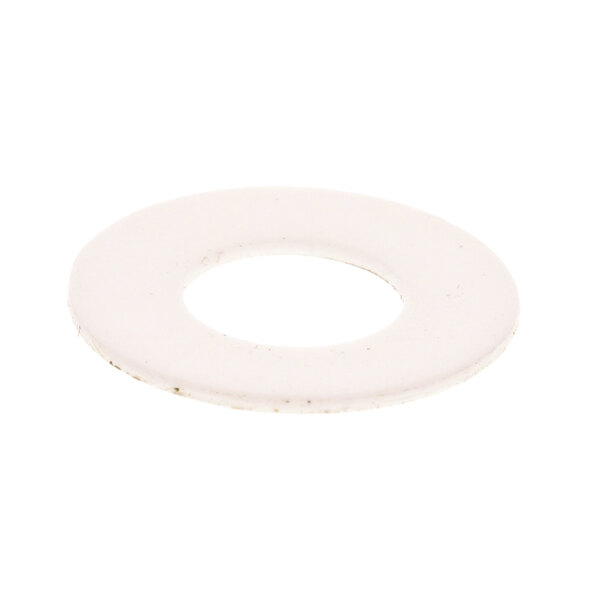 A white round Teflon washer with a hole in the middle.