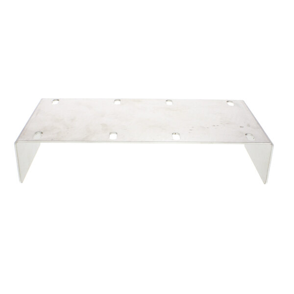 A white metal rectangular plate with holes.
