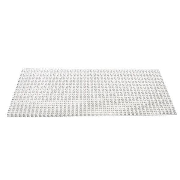 A white rectangular mat with a grid pattern of holes.
