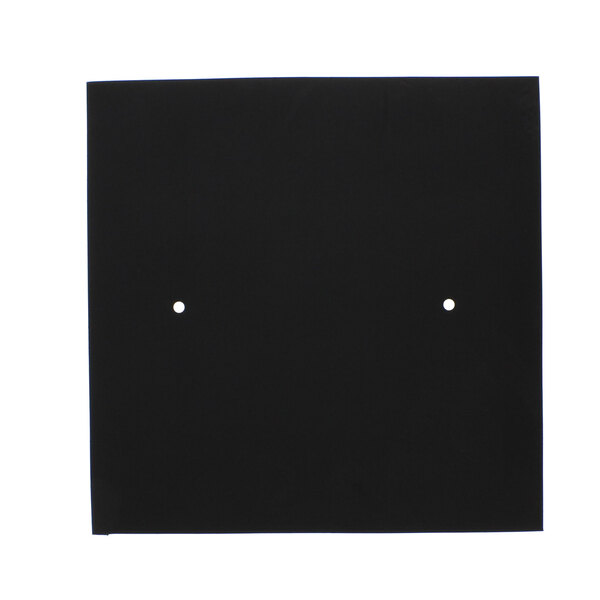 A black square gasket with two holes.