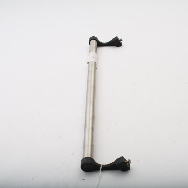 A metal rod with black handles.