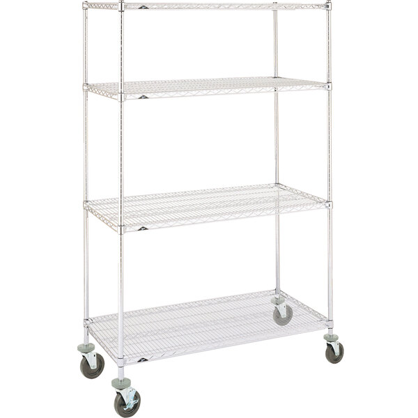 Metro Super Erecta N456BC Chrome Mobile Wire Shelving Unit with Rubber