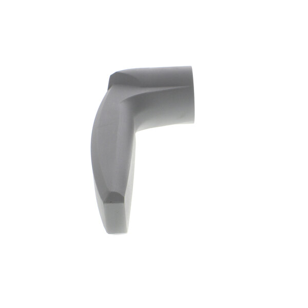 A gray plastic handle on a white background.