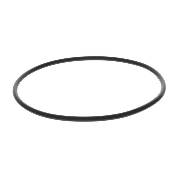 A black rubber O-ring with an oval shape on a white background.