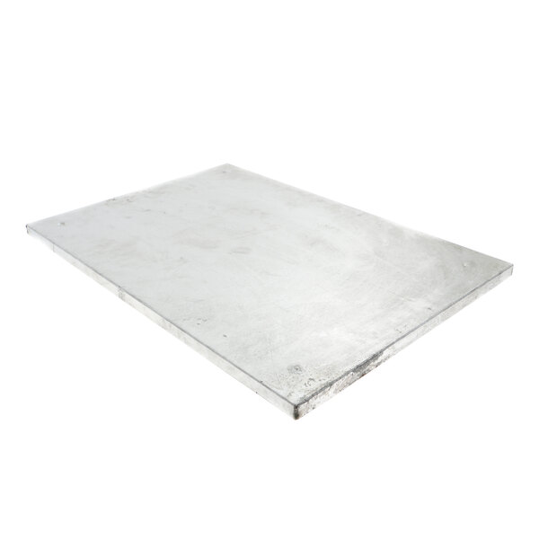 A white rectangular metal tray.