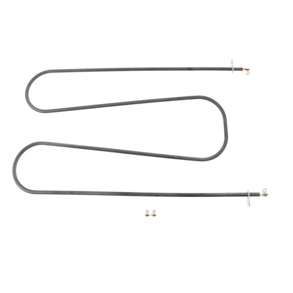Two Hatco metal heating elements with attached wires.