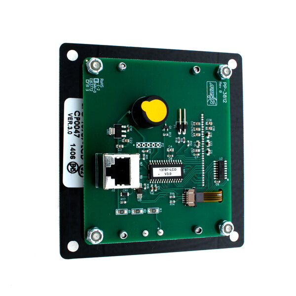 A green circuit board with black trim.