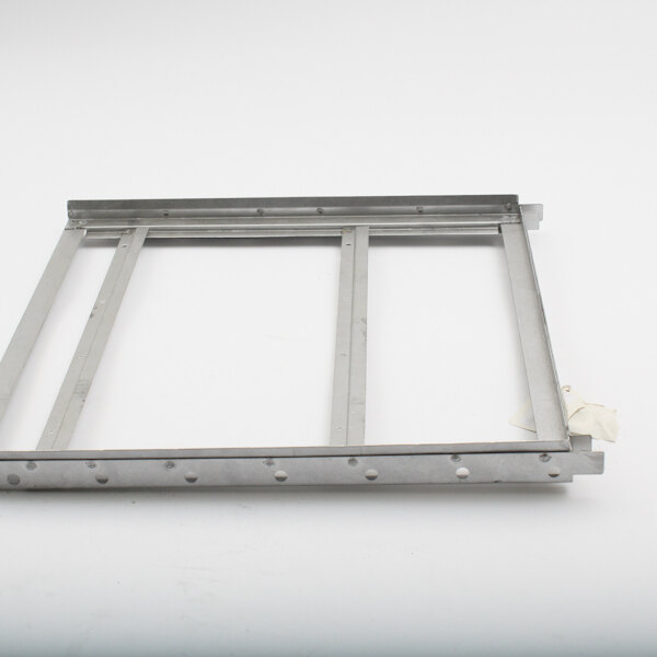A Bakers Pride metal hearth frame with two holes.