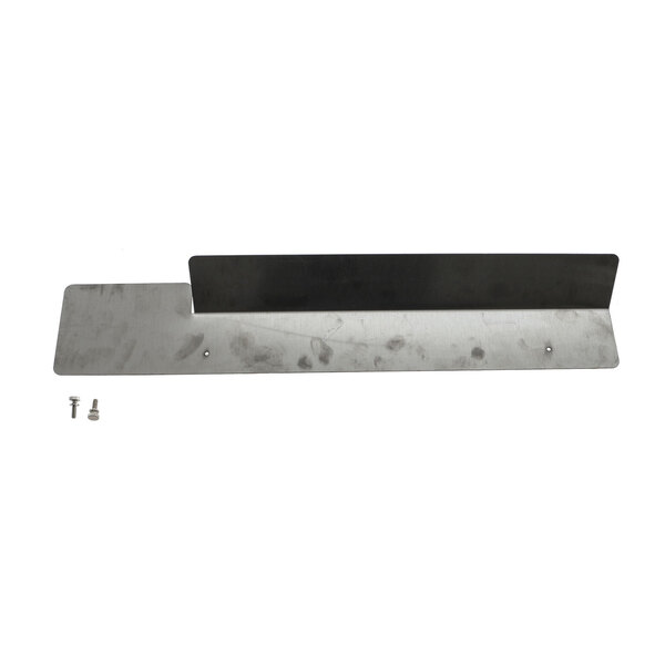 A black rectangular metal plate with screws.