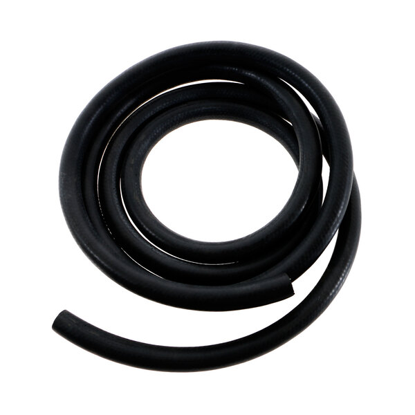 A black rubber tube on a white background.