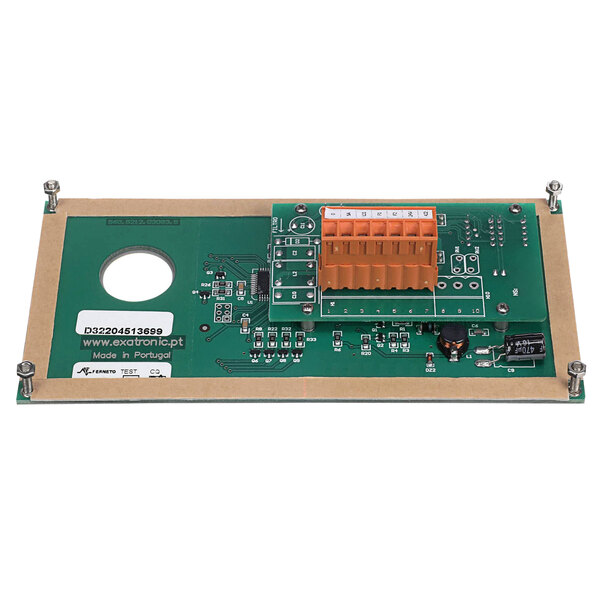 A Doyon electronic control board with a green circuit board and orange parts.