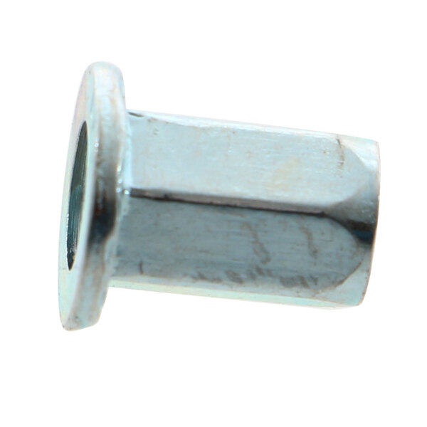 A close up of a Vulcan fastener nut on a white background.