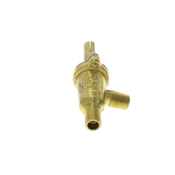 A close-up of a Grindmaster-Cecilware brass gas valve.