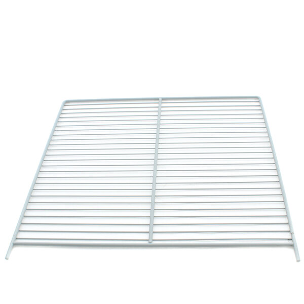 A gray metal grid shelf for a Traulsen refrigerator.